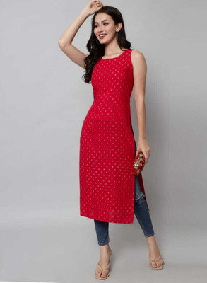 Kanika trader Women Printed A-line Kurta(Pink)