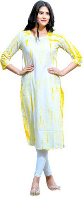 Rani Prints Jaipur Women Dyed/Ombre Straight Kurta(Yellow)