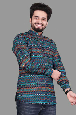ISUELFAB Men Printed Straight Kurta(Multicolor)