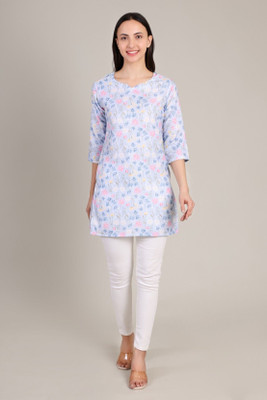 StyloQueen Women Printed A-line Kurta(Blue)