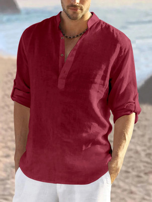 SHOPYCLICK Men Solid Straight Kurta(Maroon)