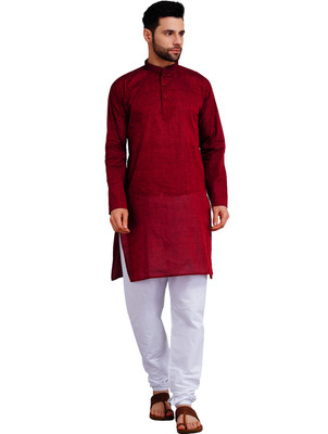 MALAXMITEXTILE Men Solid A-line Kurta(Maroon)