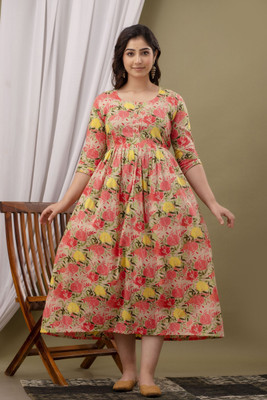 Viyu Creations Women Floral Print Anarkali Kurta(Multicolor)