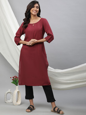 Aurelia Women Solid A-line Kurta(Maroon)