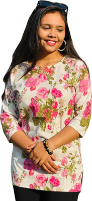 OHH STREE Women Checkered Ethnic Dress Kurta(Red, White)