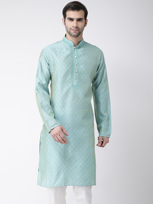 SG LEMAN Men Self Design Straight Kurta(Blue)