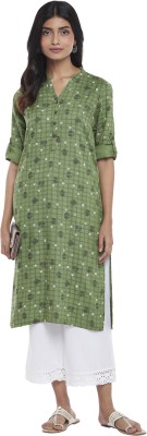 Rangmanch by Pantaloons Women Printed Straight Kurta(Green)