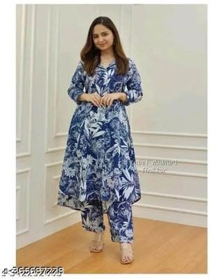 INAYA Women Printed A-line Kurta(Blue)