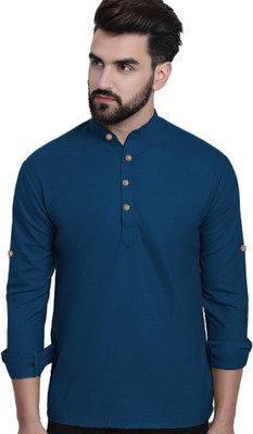 Amrit Trending Men Solid Straight Kurta(Beige)