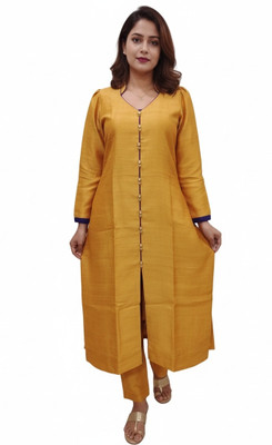 Aryans Design Women Solid A-line Kurta(Yellow)