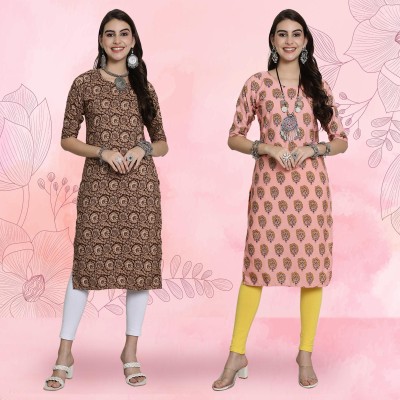 EthnicBasket Women Printed A-line Kurta(Pink, Grey)