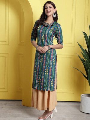 EthnicBasket Women Printed Straight Kurta(Pink)