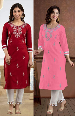 SISTO Women Printed Straight Kurta(Multicolor)