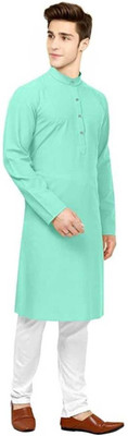 CRYSTALREVENUE Men Solid Straight Kurta(Light Green)