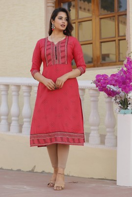 MAMTA TEXTILES Women Printed Straight Kurta(Red)