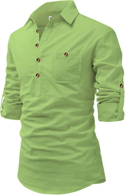 RAREMARK Men Solid A-line Kurta(Light Green)