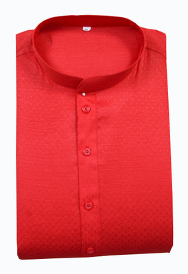 Bruttlyn Men Self Design Straight Kurta(Red)