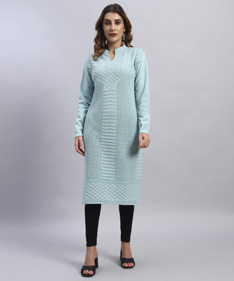 ZEPPI Women Solid Straight Kurta(Light Blue)