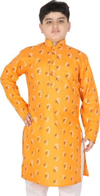 SG Boys Printed Straight Kurta(Yellow)