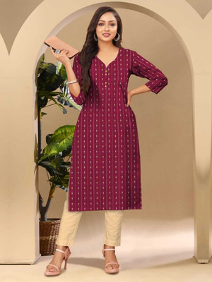 NAVED TEXTILESA Women Printed Straight Kurta(Purple)
