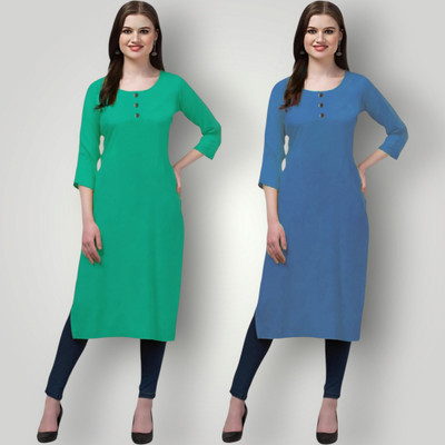 Coft Women Solid Straight Kurta(Multicolor)