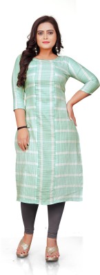 Lerkiza Women Striped A-line Kurta(Light Green)