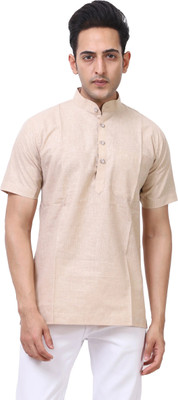 Kundan Men Solid Straight Kurta(Beige)