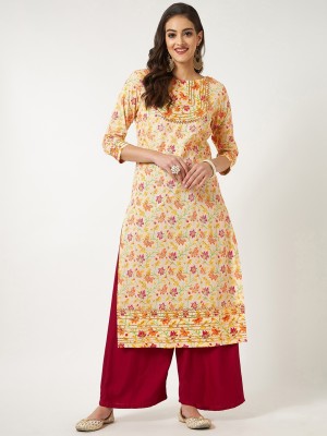 PANNKH Women Printed Straight Kurta(Multicolor)