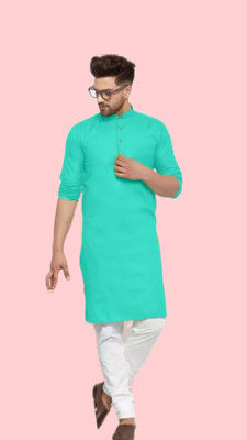 Anuj Fashion Men Solid A-line Kurta(Green)