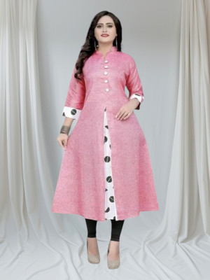 U Creationm Women Printed Anarkali Kurta(Pink)