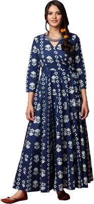 hardik fab Anarkali Gown(Blue)