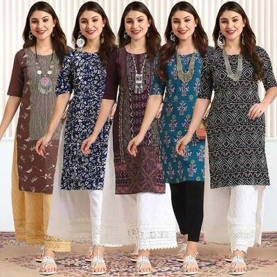 1 Stop Fashion Women Printed Straight Kurta(Multicolor)