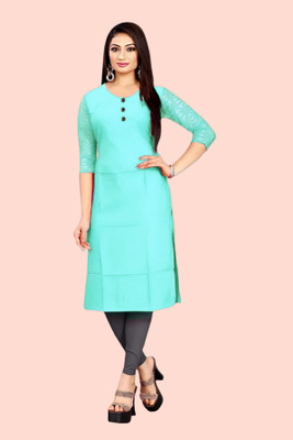 Coft Women Solid Straight Kurta(Blue)