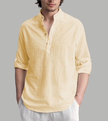 DiAsh Men Solid Straight Kurta(Beige)