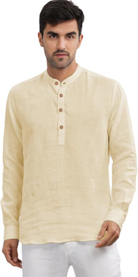 CROWNTAIL Men Solid Straight Kurta(Beige)