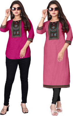 FSR Women Solid A-line Kurta(Pink)