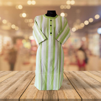 Misba collection Women Printed Straight Kurta(Green, White)