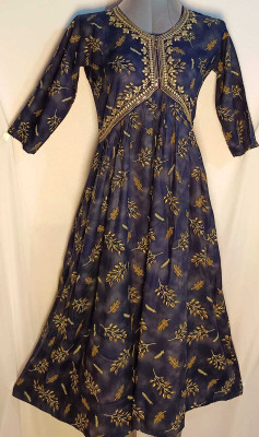 scope creations Women Floral Print Flared Kurta(Blue, Multicolor)