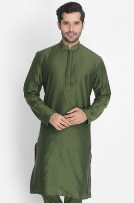 VASTRAMAY Men Solid Straight Kurta(Green)