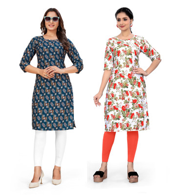 dharmanandan creation Women Printed A-line Kurta(Multicolor)