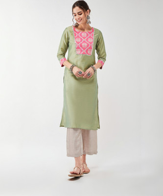 PANNKH Women Printed A-line Kurta(Pink)
