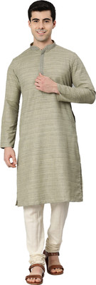 Manthan Men Solid Straight Kurta(Green)