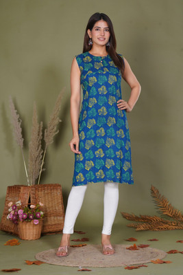 Phalodi Creation Women Printed A-line Kurta(Pink)