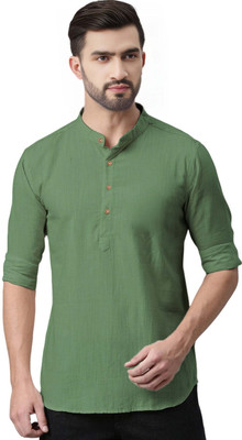 BHUVIKOO Men Solid A-line Kurta(Light Green)