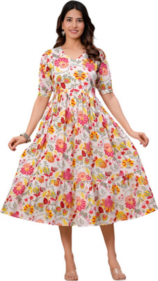 HouseOfCommon Women Printed Anarkali Kurta(Multicolor)