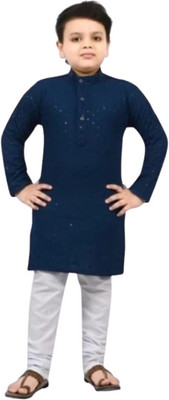WELCOME STYLE Boys Embroidered A-line Kurta(Blue)