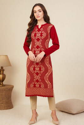 Blushh Collection Women Printed Straight Kurta(Multicolor)