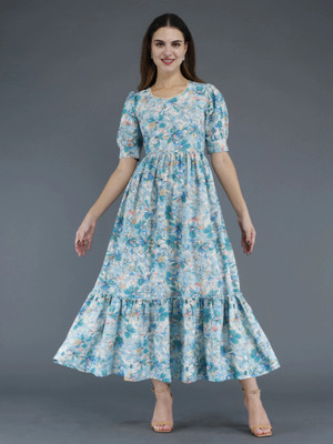 SUMAN TAXTILE Women Printed A-line Kurta(Blue)
