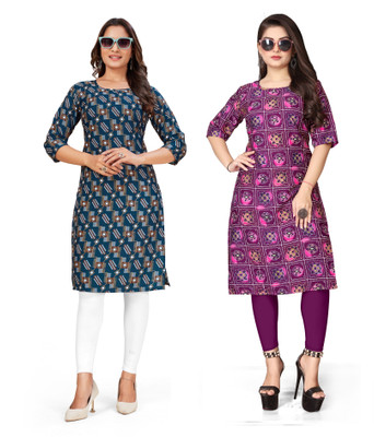 dharmanandan creation Women Printed A-line Kurta(Multicolor)