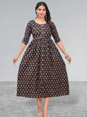 Gora Laxmi Women Printed Anarkali Kurta(Multicolor)